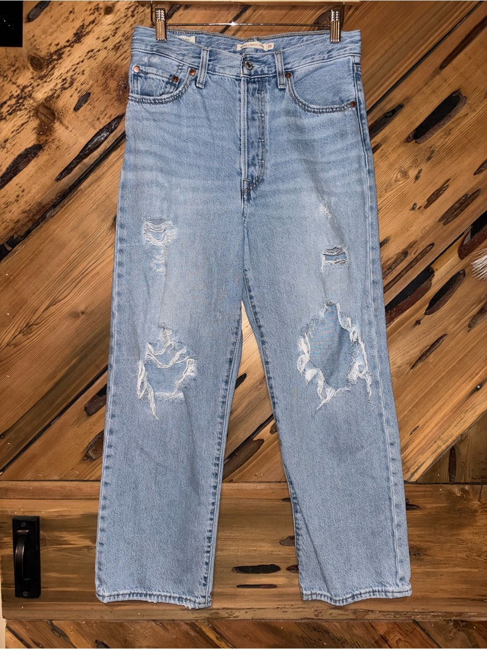 Levi's Ribcage Straight Light Wash Ripped Jeans